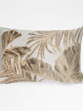 Crate and Barrel Jacquard Palm Leaf Outdoor Pillow